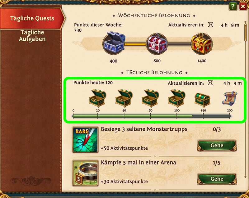 Tägliche Quest für den Ahnen